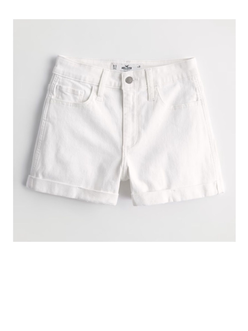 Hollister Curvy High Rise White Denim Jean Shorts 3” NEW Size 21